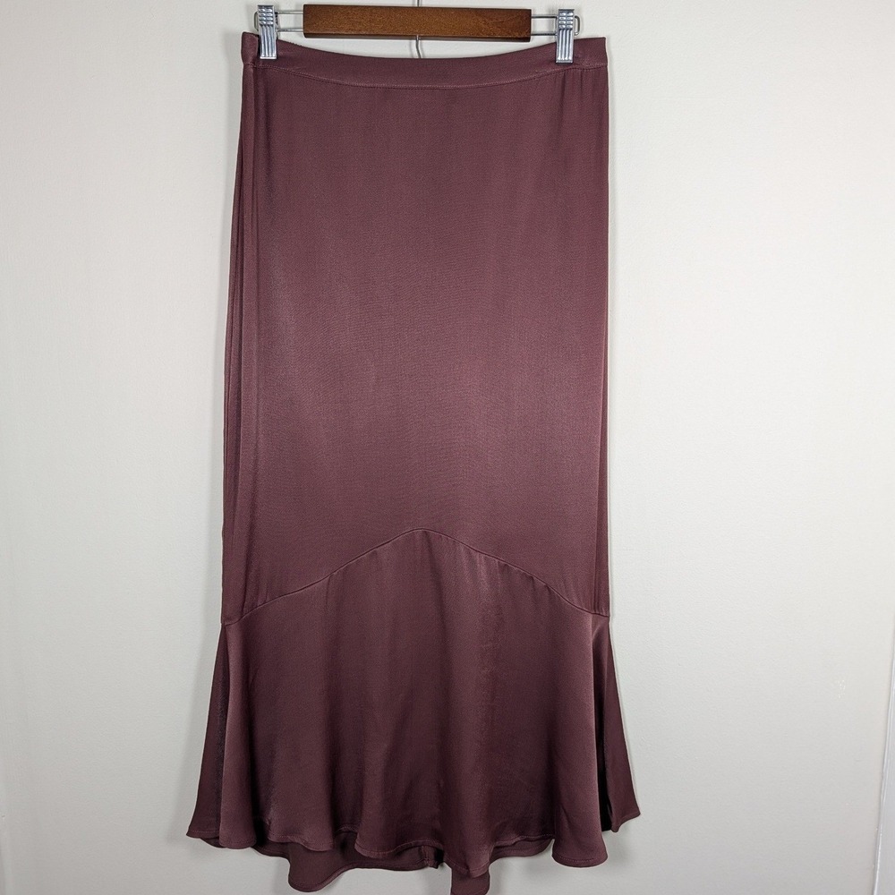 BeCool Wine Mauve Satin Feel Mermaid Midi Skirt Size Large Ladycore Coquette NWT